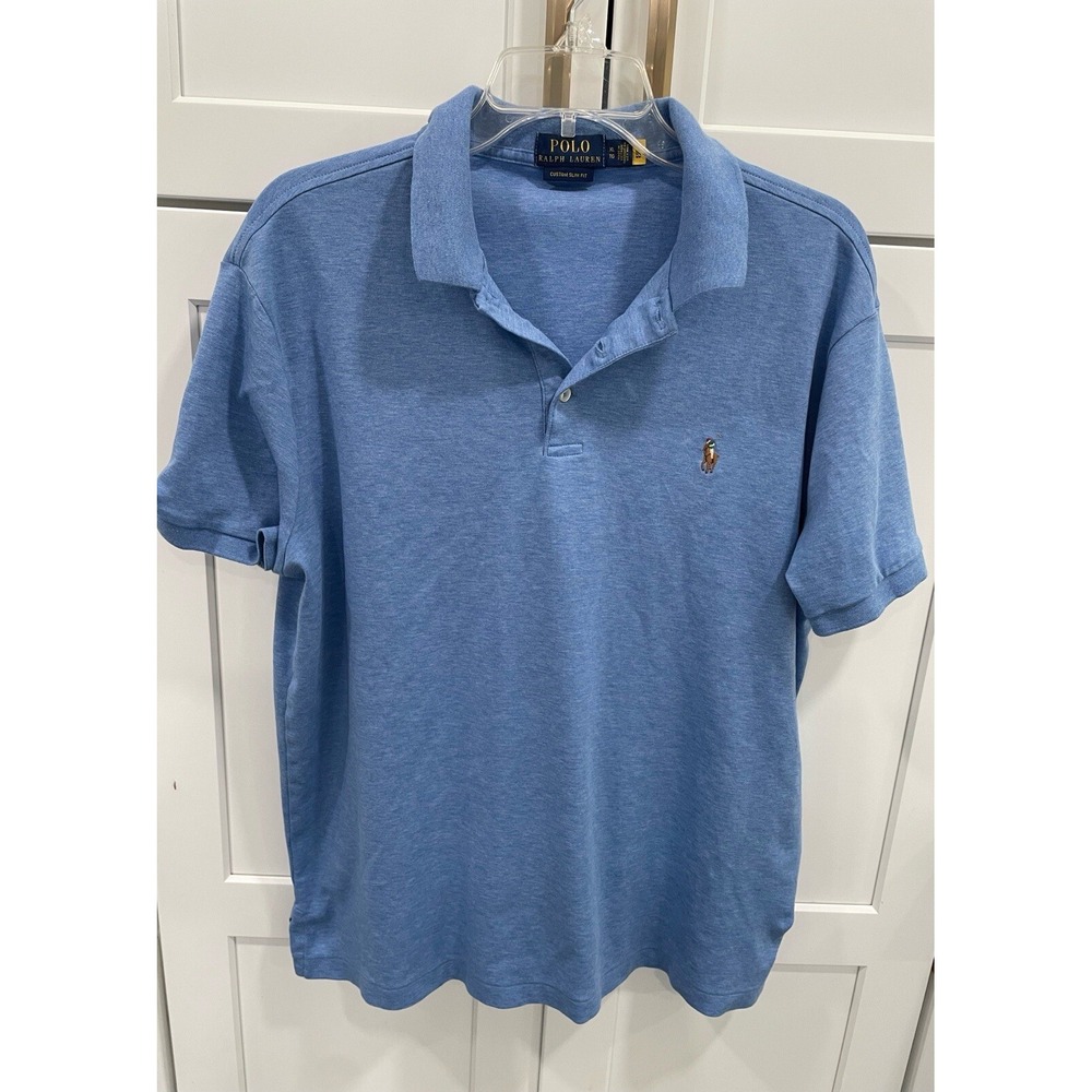 Polo‎ Ralph Lauren Men's Blue Custom Slim Fit Polo Shirt Size XL SI56